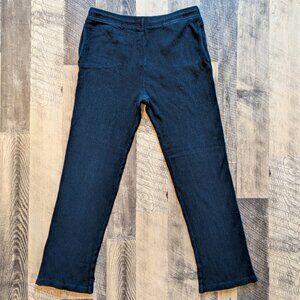 Jhane Barnes Rib-Knit Silk Blend Drawcord Pants Medium Navy Blue